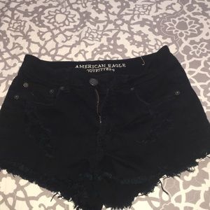 AE black woman jean shorts
